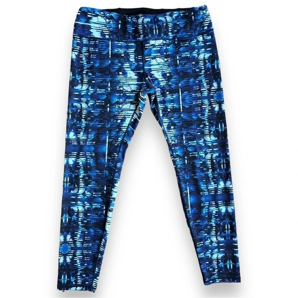Ododos Women’s High Waist Yoga Leggings Blue Print Size XL